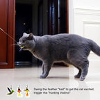 TTcat Cat Wand Toys Replacement Cat Toy Attachments,3 Pcs Hummingbird Insect Feathers Refills for Cat Wands.