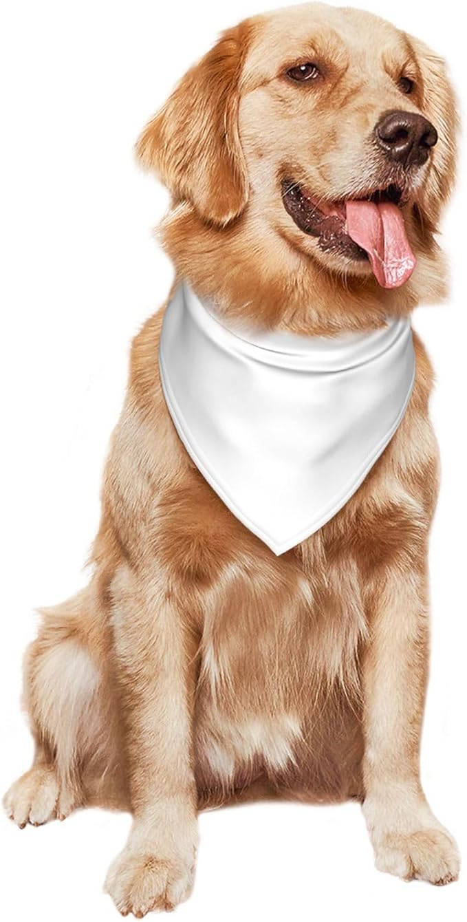 Personalized Dog Scarf Add Your Design Custom Dog Bandanas with Photo Name Text Image Customized Triangular Head Scarf Gifts for Small Medium Large Dogs Cats Pets, WhiteYL