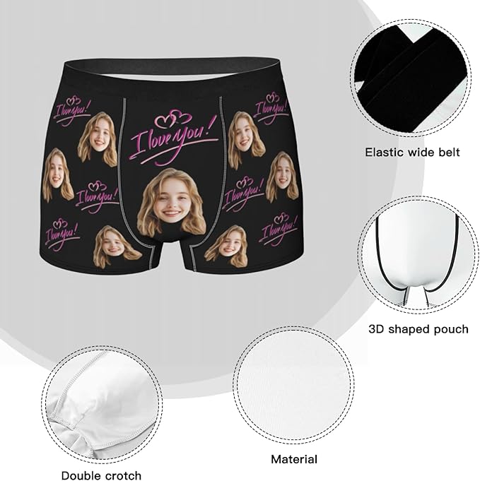 Personalized Underwear for Men with Face Custom Face Boxers Customized Boxer Briefs Funny Gifts for Him Husband Boyfriend