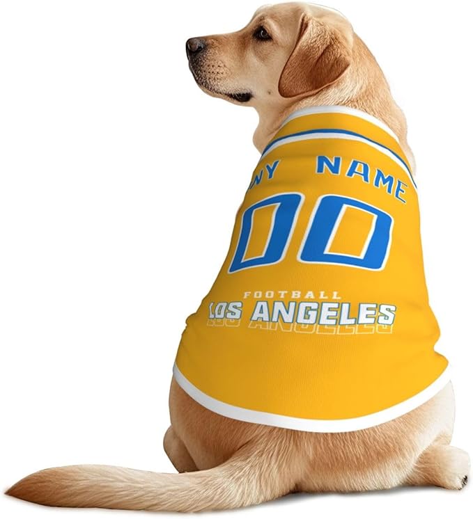 Los Angeles Custom Pet Jersey Dog Clothes Jersey Various Sizes Customized Any Name & Number for Small & Middle and Big Dogs