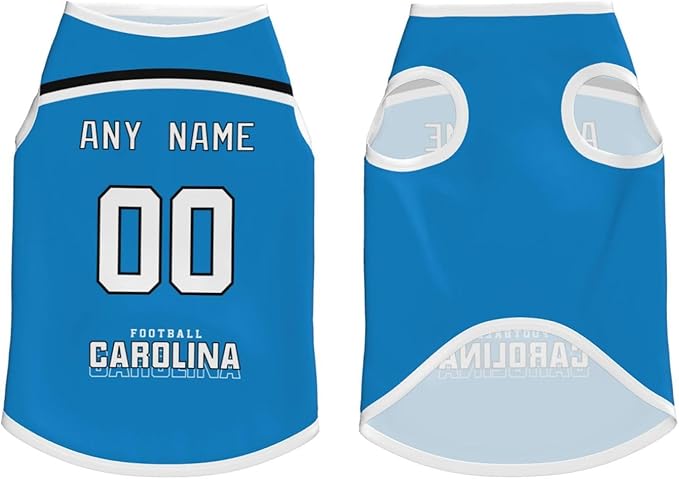 Carolina Custom Pet Jersey Dog Clothes Jersey Various Sizes Customized Any Name & Number for Small & Middle and Big Dogs