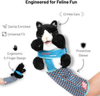 Cat Wrestling Glove Puppet Toy – Interactive Hand Mitt with Durable Protective Sleeve and Catnip - Play & Enrichment