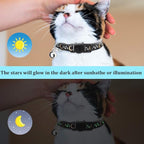 6 PCS Breakaway Cat Collars with Bell Golden Moon Glowing Star in The Dark for Kitten