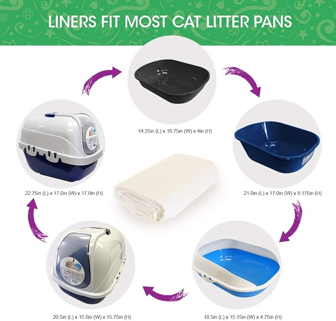 10 Count Fresh Kitty Durable Litter Box Liners, Easy Clean Up Elastic Jumbo Sifting Litter Pan Box Liners, Bags for Pet Cats