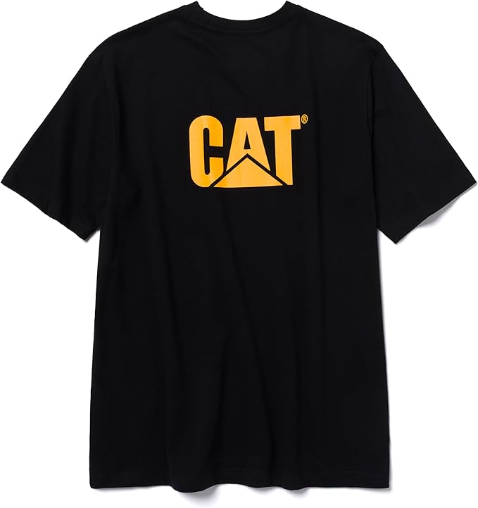 CAT Men's Trademark T-Shirts with Shape-Retention Rib Trim Spandex, Tagless Neck, and Cat Logo on Left Chest