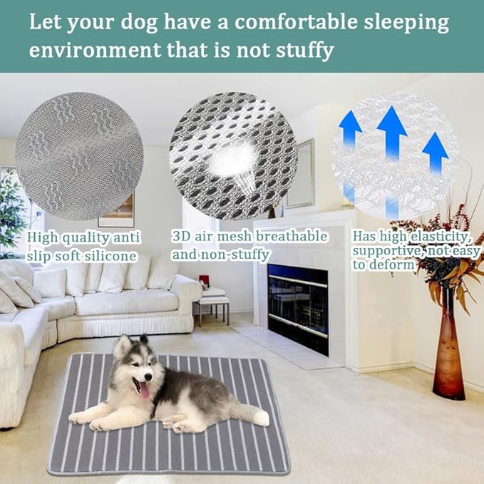 REEZEIVI Breathable Dog Crate mat with Anti-Slip Bottom,3D air mesh Pet Crate pad,Non-stuffy Dog Sleeping Bed,pet mat, Machine Washable Pet Mat for Sleeping (48x30'')