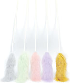 Rabbit Fur Cat Toys – 5PCS Interactive Cat Wand Toys for Indoor Cats, Soft Teaser Sticks for Play & Exercise, Natural Fur Cat's Teaser Set, 15" Long