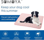 SOMOYA Dog Self Cooling Mat, Pet Washable Cooling Pad Blanket, Ice Silk Sleep Kennel Bed, Non-Toxic Breathable for Large Dogs Cats, Beach (Pink, 27.5x39.4 in)
