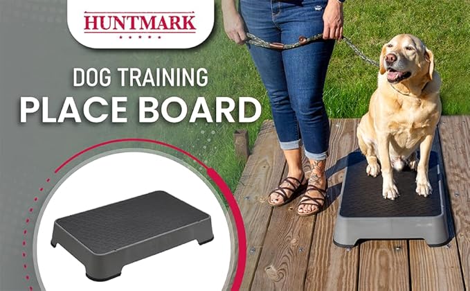 HUNTMARK Dog Training Place Board - Durable Hunting Dog Training Platform - Non-Skid Surface and Nonslip Feet - Stackable, Portable Agility Platform - Modern Puppy Trainer Equipment (Gray)
