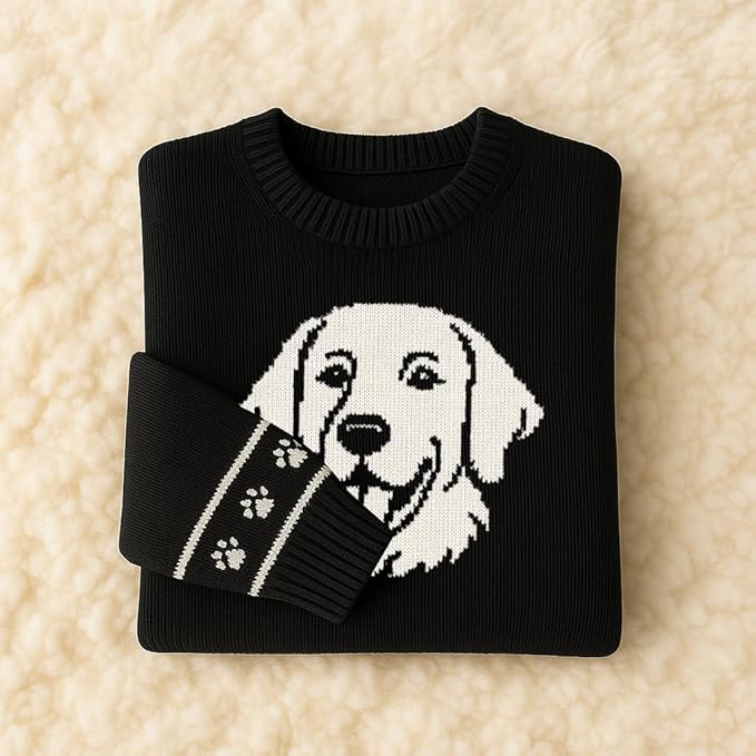 Custom Dog Knit Sweater for Women Personalized Pet Paw Print Pullover Dog Mom Gift Christmas for Pet Lovers