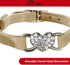 Heart Bling Cat Collar with Safety Belt and Bell Adjustable 8-10 inches for Kitten Cats (Khaki)
