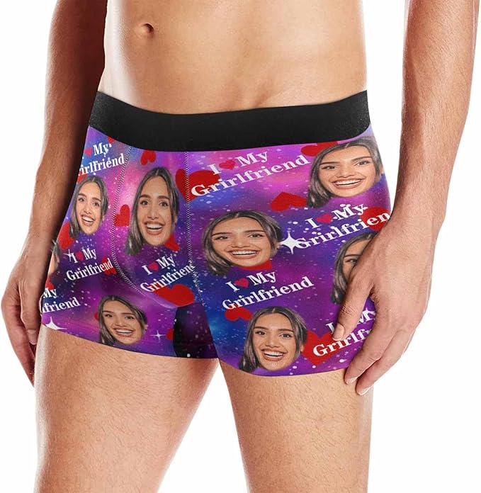 M YESCUSTOM Custom Faces Funny Short Briefs Gift for Husband Underwear