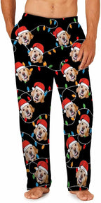 MyPupSocks Custom Pajama Pants for Pet Lover, Personalized Photo Face Printed Pajama Bottoms Sleepwear with Pockets