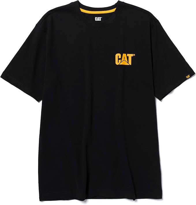 CAT Men's Trademark T-Shirts with Shape-Retention Rib Trim Spandex, Tagless Neck, and Cat Logo on Left Chest