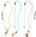 IUHKBH Cat Wands, 3 Colors Mesh Tube Teaser Toys Cute Kitten Wand Interactive Kitty Toy Safe Cat Stuff for All Breed Sizes