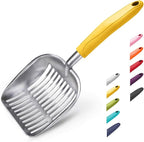 WePet Cat Litter Scoop, Aluminum Alloy Sifter, Kitty Metal Scooper, Deep Shovel, Long Handle, Poop Sifting, Kitten Pooper Lifter, Durable, Heavy Duty, for Litter Box