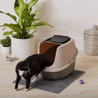 Amazon Basics No-Mess Hooded Enclosed Cat Litter Box with Odor Control and Swinging Door, Large, 24" x 18" x 17", Multicolor