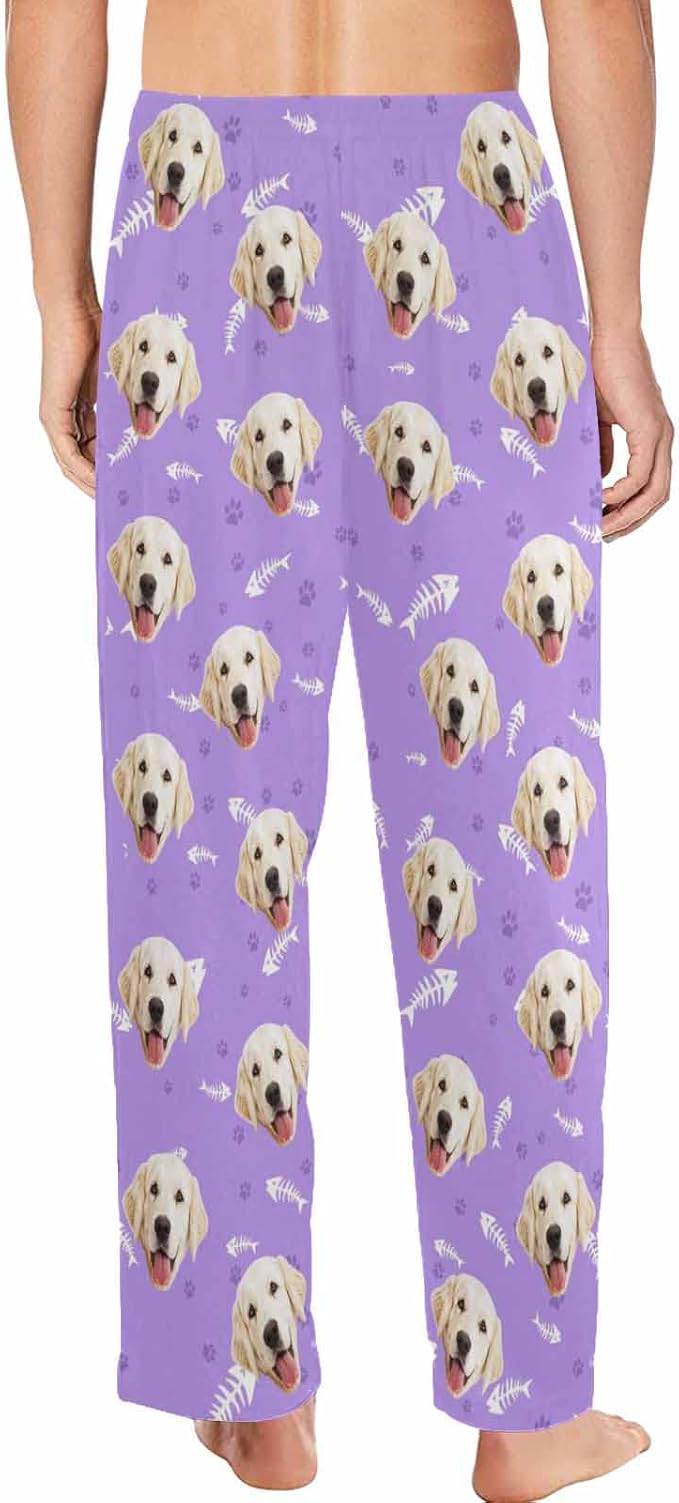 MyPupSocks Custom Pet Face Pajamas Pants Photo Pajama Bottoms for Men S-XXL