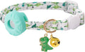 Breakaway Cat Collar with Airtag Holder,Kitten Collar with Apple Air Tag Holder and Bell for Girl Boy Cats, 0.4 Inches in Width and Lightweight. (Green Dinosaur)