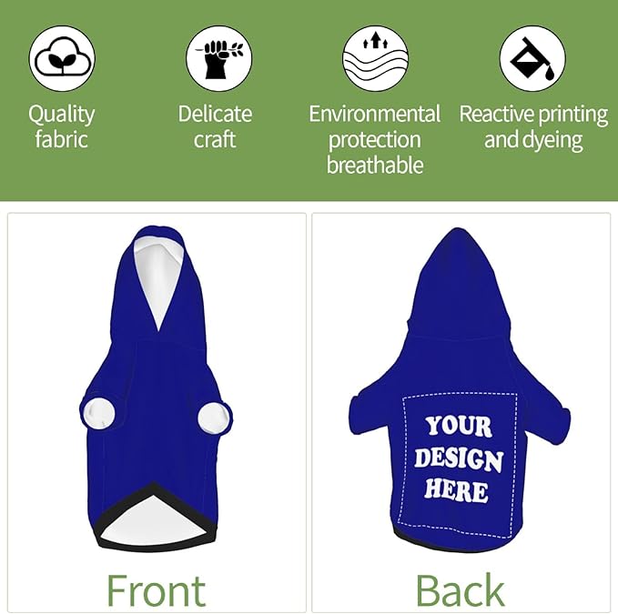 Personalized Dog Hoodie, Custom Dog Costumes for Small Dogs, Holiday Happy Dog Clothes Football Pet Shirt Sweater with Name Number for Girl/Boy Cats/Kitten, Blue, XS