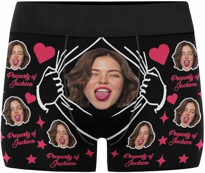 M YESCUSTOM Custom Faces Funny Short Briefs Gift for Husband Underwear