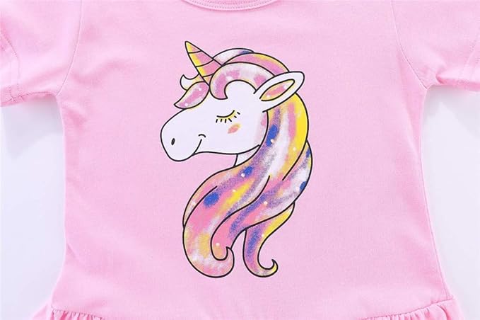 Mud Kingdom Little Girls Dresses Cotton Summer Holiday Cute Cat Dress Short Sleeve