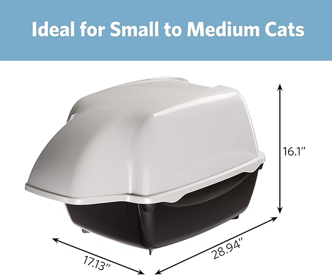 Ferplast Cosmic Outdoor Cat Litter Box – Waterproof Dog-Proof Cat Toilet with Tunnel Entry, High-Sided Base for Litter Containment, Easy-Clean Design, Durable Thermoplastic Resin in Black