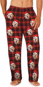 MyPupSocks Custom Pajama Pants for Pet Lover, Personalized Photo Face Printed Pajama Bottoms Sleepwear with Pockets