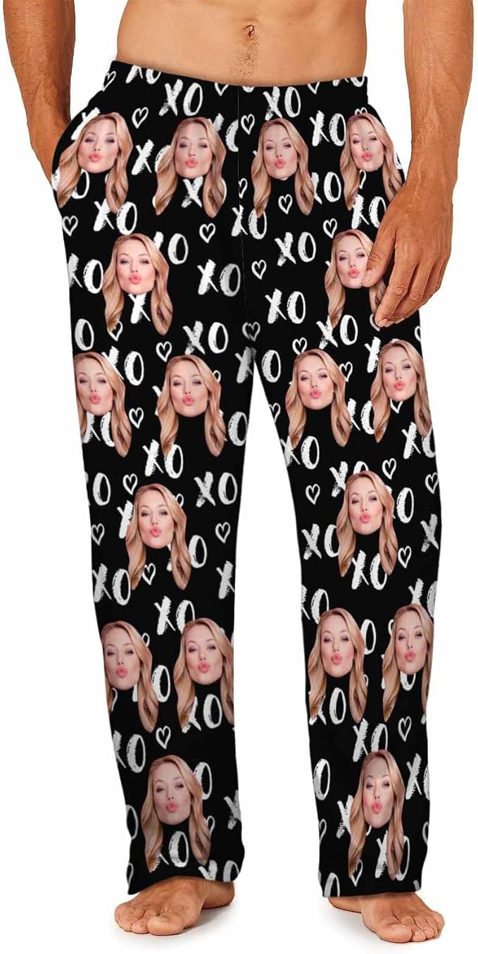 MyPupSocks Custom Pajama Pants for Pet Lover, Personalized Photo Face Printed Pajama Bottoms Sleepwear with Pockets