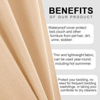 DUJUIKE Waterproof Bed Cover for Dog and Cats,Pet Hair Resistant Bed Sheet Cover, Protective Bed Liner Cover with 100% Waterproof Breathable Thin Fabric (Apricot Yellow, Super King 90 * 118 inch)
