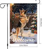German Shepherd Welcome Garden Flag 12x18 Inch Double Sided Winter Christmas Burlap Yard Banner Outdoor Dog Lover Holiday Seasonal Decor for Home