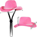 Pet Cowboy Costume Accessories Halloween Costumes for Small Pet Dogs Cat Cowboy Hat for Dogs and Bandana Scarf Halloween Party Western Cosplay Accessories (Pink, Small)