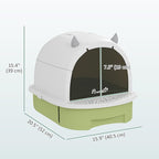PawHut Cat Litter Box, Covered Kitty Litter Box with Lid, Scoop, Deodorizing Bags for Odor Control, Privacy, Portable, Easy to Clean, Green