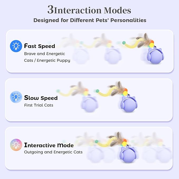 ORSDA Cat Toys for Indoor Cats, New Intelligent Voice Timing Touch Control Cats Ball, Simulate Mouse Sound Kitten Toy, Automatic Interactive Moving Cat Toy for All Ages