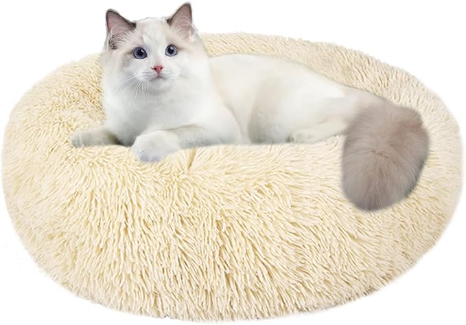 Nisrada Cat Beds for Indoor Cats,24 Inch Dog Bed for Small Melium Large Dogs, Washable-Round Pet Bed for Puppy and Kitten with Slip-Resistant Bottom