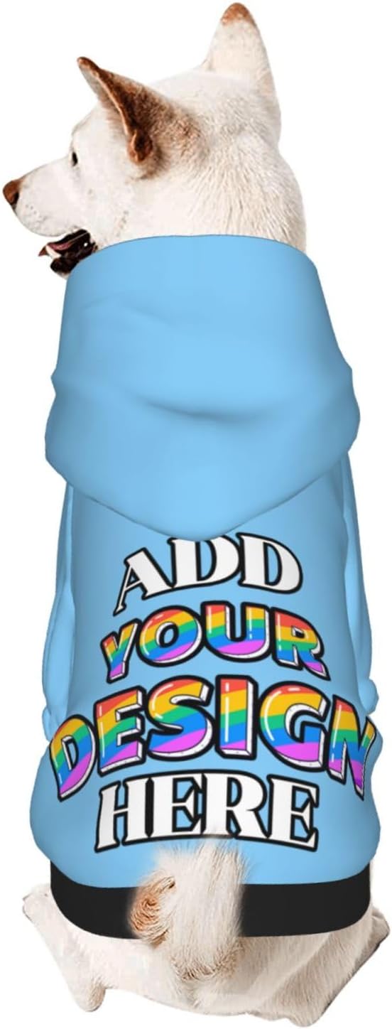 Personalized Dog Hoodie Custom Hooded Pet Warm Pullover Sweatshirt with Name Number Clothes for Chihuahua Pupppy Kitten Hoodies Puppy Soft Sweater Winter Small Dogs Cats, Light Sky Blue, L,