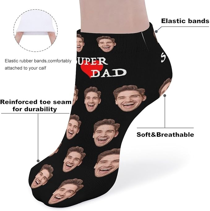 Personalized Ankle Socks with Face Custom Photo Socks Low Cut Ankle Socks Athletic Socks Valentine's Day Gifts for Women Men