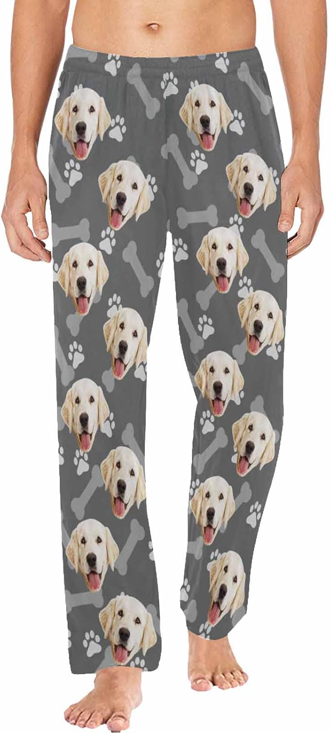 MyPupSocks Customized Face Pajamas Pants Photo Pajama Bottoms for Men S-XXL