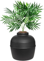Good Pet Stuff Hidden Litter Box Planter, Decorative Cat Litter Enclosure with Carbon Filter, Artificial Plant, Easy Clean, Indoor Design, Original Round Style, Essentials Kit, Black Suede