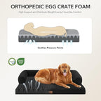 Orthopedic Dog Beds for Extra Large Dogs, Waterproof Egg Crate Foam XL Dog Bed with Sides 48x30Inch, Big Dogs Couch Beds with Removable Washable Cover and Nonskid Bottom, Black