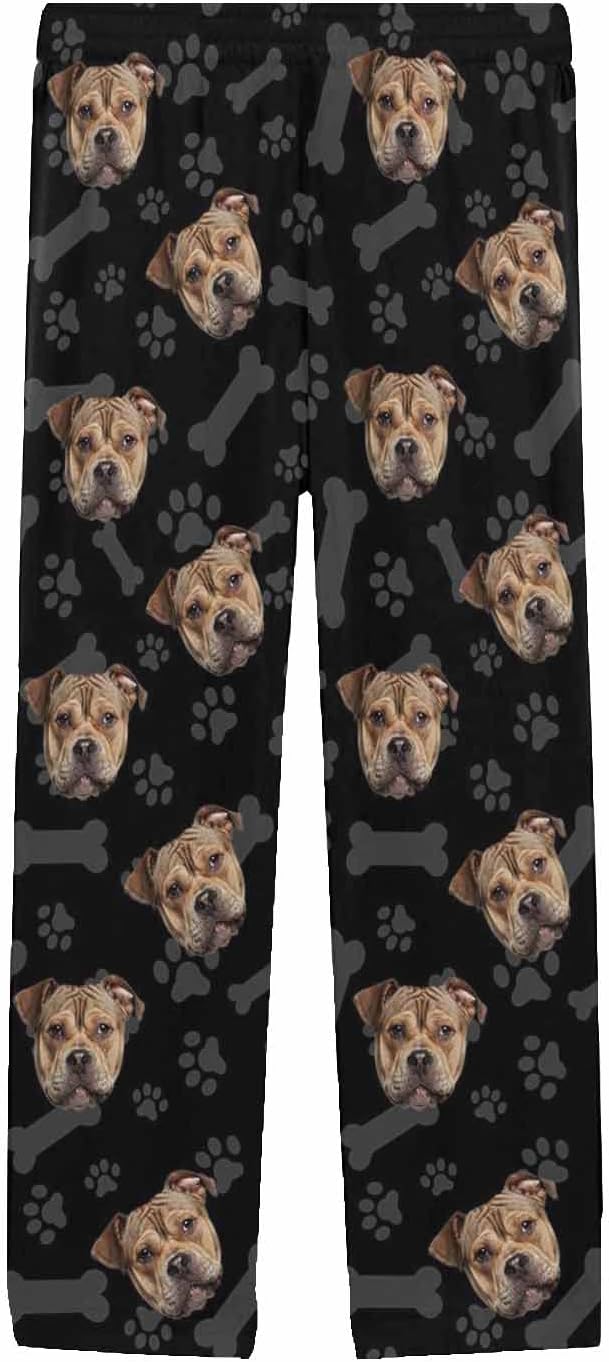 MyPupSocks Custom Pet Face Pajamas Pants Photo Pajama Bottoms for Men S-XXL