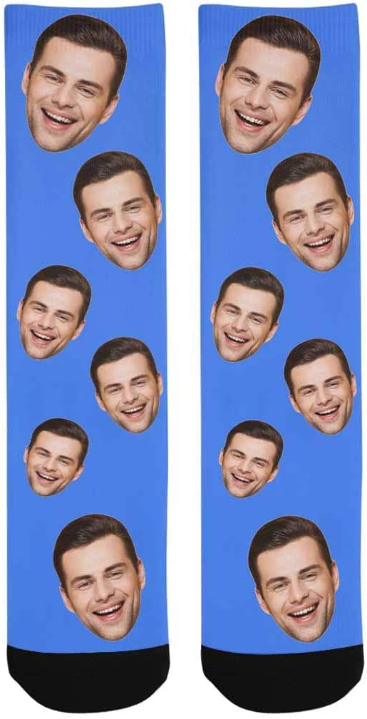 MyPupSocks Custom Personalized Photo Pet Face Socks, Cat and Dog Tracks Paws Bones Crew Socks with Picture for Men Women