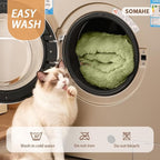 Self-Warming Cat Bed, Plush Faux Fur Pet Bed Mat with Anti-Slip Bottom, Ultra Soft Heated Bed for Cats & Medium Dogs, Cozy Fluffy Pad for Couch & Crate, Machine Washable, 27x20 Inch Green