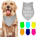 Customize Pet Scarfs Custom Dog Bandana Add Your Photo Name Text Image Personalized Triangular Head Scarf for Small Medium Large Dogs Cats Pets, Silver