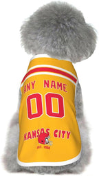 Kansas Dog Clothes Jersey Pet Jersey Customized Any Name & Number S-5XL for Small Middle and Big Dogs