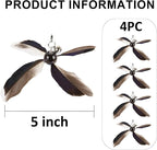 ottmat Cat Wand Toys Interactive for Indoor Cats, 4PC 4-Blade Feather Propeller Refills (Classic Mocha Brown)