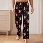 Artsadd Personalized Christmas Pajama Pants Socks for Men Custom Photo Pajama Bottoms for Men S-XXL