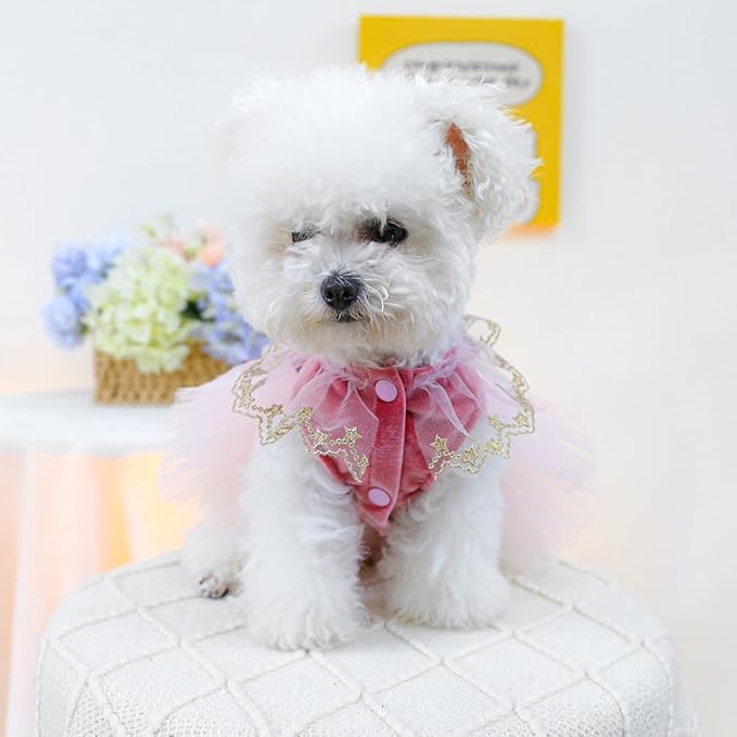Fashion Sweet Puppy Dog Blingbling Princess Skirt Pet Dog Lace Cake Camisole Tutu Dress D-red S