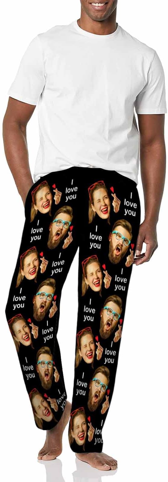 MyPupSocks Custom Pajama Pants for Pet Lover, Personalized Photo Face Printed Pajama Bottoms Sleepwear with Pockets