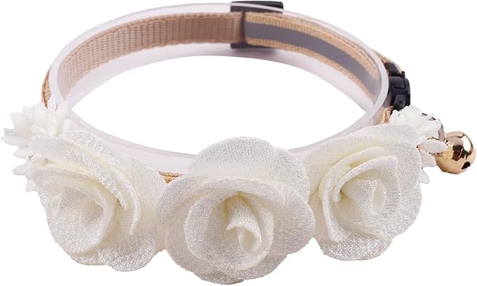 2 Pack Cat Collar Pink Floral with Bell and Removable Flower Bowtie Breakaway Adjustable Cat Collar for Girl Kitten Puppy Small Cats Dogs Daily Decoration (XQ10-7)